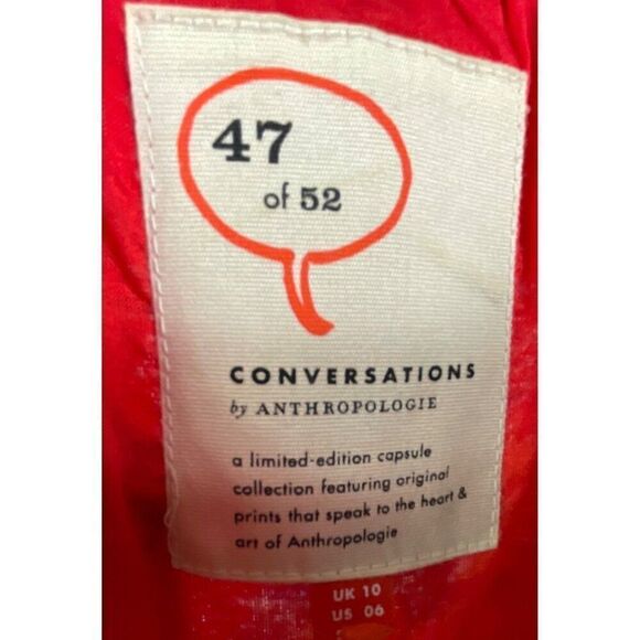 Anthropologie Conversations Floral Print Red Midi Dress, size 6, pockets - Picture 10 of 13